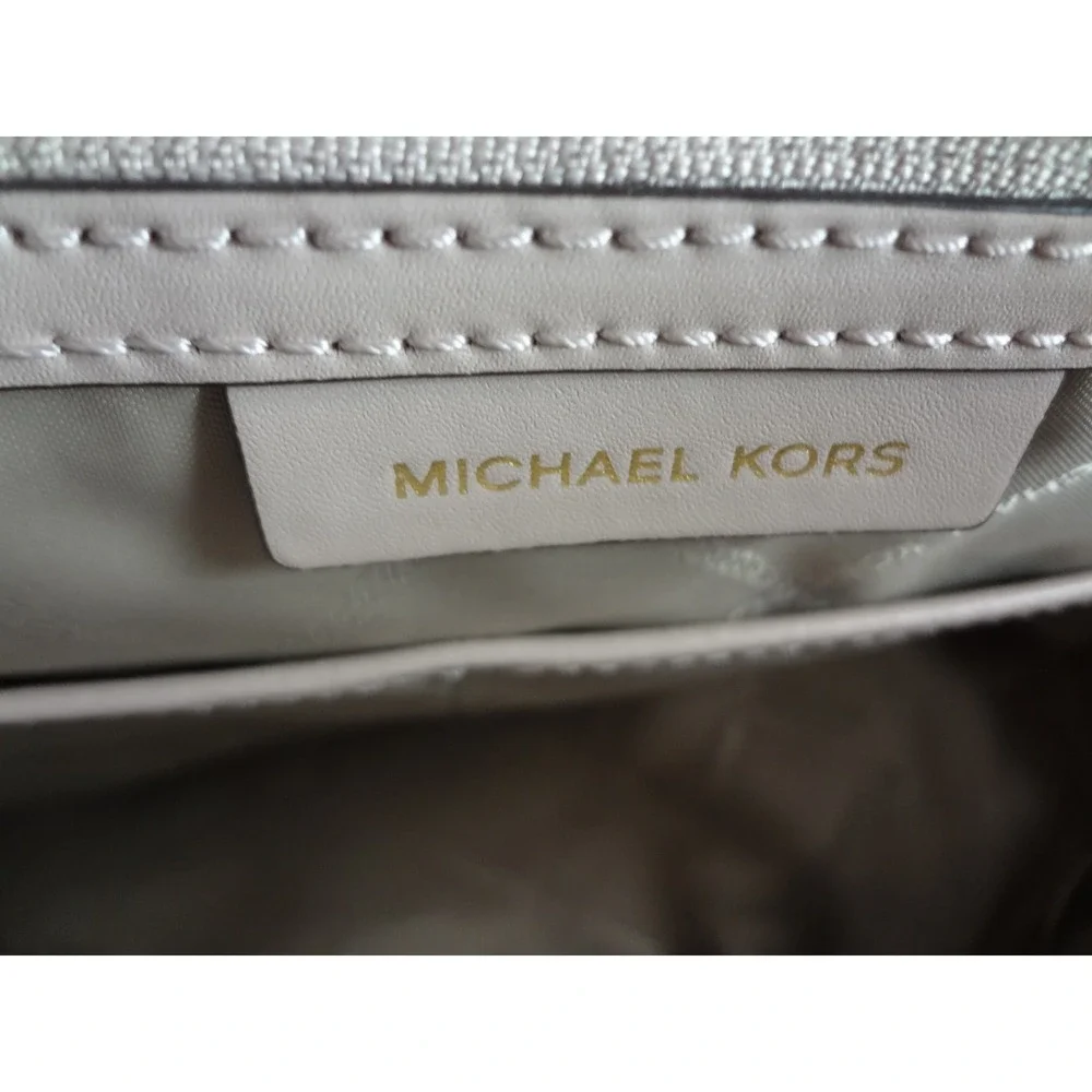 Michael‎ Kors Aria Large Jet Set Travel Brown MK Logo Tote Bag Powder Blush Trim
